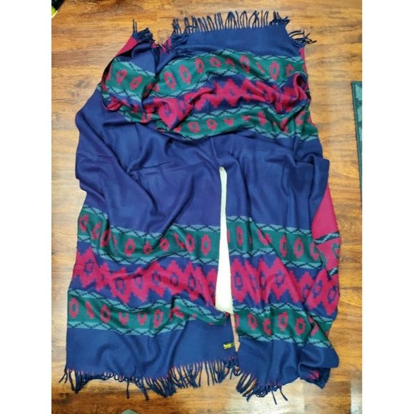 Forum Panco Tassel Poncho Shawl Cape Wraps Geometric Sweater Purple Women's - Picture 11 of 11